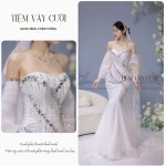TVC440 Đầm Cưới Cô Dâu, Váy Tiệc Cưới Đuôi Cá, Kim Tuyến, Nơ Rời Cúp Ngực