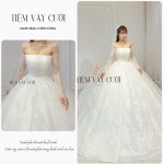 TVC401 Đầm Cưới Cô Dâu, Váy Tiệc Cưới Cao Cấp, Voan, Hoạ Tiết Hoa 3D Cúp Ngực, Váy Cưới Thiết Kế