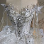 TVC525 Đầm Cưới Cô Dâu, Váy Cưới Tiệc Làm Lễ, Cúp Ngực, Vải Ren Lưới