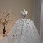 TVC530 Đầm Cưới Cô Dâu, Váy Cưới Đi Tiệc, Kim Sa, Cúp Ngực, Tùng Bồng