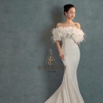 TVC588 Đầm Cưới Cô Dâu, Váy Cưới Đuôi Cá, Vải Phi Nhật, Cúp Ngực, Dáng Ôm