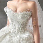 TVC697 Váy Cưới Làm Lễ, Đầm Cưới Đi Tiệc, Cúp Ngực, Hoạ Tiết
