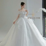 TVC702 Váy Cưới Làm Lễ, Đầm Cưới Đi Tiệc, Cúp Ngực, Bệt Vai Ngang