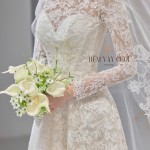 TVC714 Váy Cưới Đi Bàn, Đầm Cưới Dài Tay, Ren, Hoạ Tiết