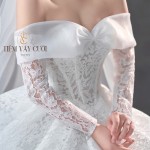 TVC715 Váy Cưới Làm Lễ, Đầm Cưới Đi Tiệc, Bệt Vai Ngang, Ren Thiết Kế