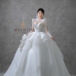 TVC718 Váy Cưới Làm Lễ, Đầm Cưới Đi Tiệc Tay Dài, Kim Sa