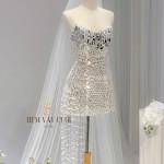 TVC736 Váy Cưới Đi Bàn, Đầm Cưới Đuôi Cá, Cúp Ngực, Hoạ Tiết, Xẻ Tà