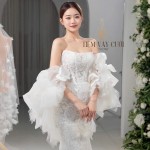 TVC740 Váy Cưới Đi Bàn, Đầm Cưới Đuôi Cá, Cúp Ngực, Tay Rời