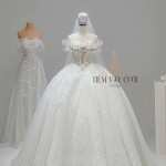 TVC742 Váy Cưới Làm Lễ, Đầm Cưới Công Chúa, Dáng Xoè, Cúp Ngực, Đính Đá
