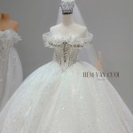 TVC742 Váy Cưới Làm Lễ, Đầm Cưới Công Chúa, Dáng Xoè, Cúp Ngực, Đính Đá