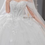 TVC743 Váy Cưới Làm Lễ, Đầm Cưới Cao Cấp, Hoa 3D, Cúp Ngực