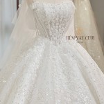 TVC763 Váy Cưới Làm Lễ, Đầm Cưới Đi Tiệc, Đính Hoa 3D, Cúp Ngực