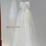 TVC772 Váy Cưới Làm Lễ, Váy Cưới Tiệc Cúp Ngực, Kim Sa , Váy Thiết Kế