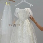 TVC772 Váy Cưới Làm Lễ, Váy Cưới Tiệc Cúp Ngực, Kim Sa , Váy Thiết Kế