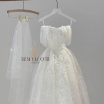 TVC772 Váy Cưới Làm Lễ, Váy Cưới Tiệc Cúp Ngực, Kim Sa , Váy Thiết Kế