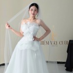 TVC773 Váy Cưới Đi Bàn, Đầm Cưới Đi Bàn, Cúp Ngực, Dáng Xòe