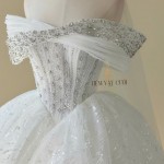 TVC776 Váy Cưới Đi Tiệc, Đầm Cưới Dáng Xuông, Cúp ngực, Đính ngọc