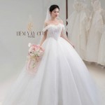 TVC782 Váy Cưới Làm Lễ, Đầm Cưới Cao Cấp, Hoa 3D, Cúp Ngực, Váy