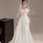 TVC786 Váy Cưới Đi Bàn, Đầm Cưới Đuôi Cá, Tà Lệch, Gọng Corset