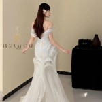 TVC791 Váy Cưới Đi Bàn, Đầm Cưới Đuôi Cá, Cúp Ngực, Lấp Lánh, Cao Cấp