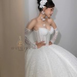TVC797 Váy Cưới Làm Lễ, Đầm Cưới Đi Tiệc, Bệt Vai Ngang, Ren, Tùng Bồng