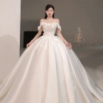 TVC799 Váy Cưới Làm Lễ, Đầm Cưới Đi Tiệc, Cúp Ngực, Tùng Bồng