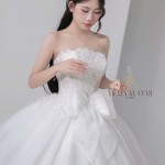 TVC806 Váy Cưới Làm Lễ, Đầm Cưới Đi Tiệc, Dài Tay, Kim Sa, Cúp Ngực, Tùng Bồng