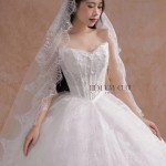 TVC811 Váy Cưới Làm Lễ, Đầm Cưới Đi Tiệc, Bệt Vai Ngang, Xếp Ly, Tùng Bồng