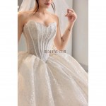 TVC815 Váy Cưới Làm Lễ, Váy Cưới Tiệc Cúp Ngực, Vải Phi Nhật, Ren, Váy Thiết Kế