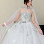 TVC818 Váy Cưới Làm Lễ, Đầm Cưới Thiết Kế, Cúp Ngực, Đính Đá