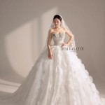 TVC819 Váy Cưới Làm Lễ, Váy Cưới Tiệc Cúp Ngực, Vải Phi Nhật, Ren, Váy Thiết Kế