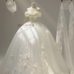 TVC822 Váy Cưới Làm Lễ, Đầm Cưới Cao Cấp, Cúp Ngực, Ngọc Trai