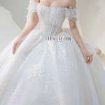 TVC825 Váy Cưới Làm Lễ, Đầm Cưới Tiệc, Trễ Vai, Đính Đá