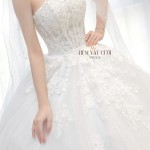 TVC839 Váy Cưới Làm Lễ, Đầm Cưới Lông Vũ, Cúp Ngực, Dáng Xoè
