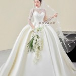 TVC843 Váy Cưới Làm Lễ, Đầm Cưới Dáng Xoè Bồng Bềnh, Dài Tay, Cúp Ngực, Đính Đá