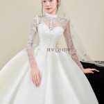 TVC843 Váy Cưới Làm Lễ, Đầm Cưới Dáng Xoè Bồng Bềnh, Dài Tay, Cúp Ngực, Đính Đá