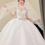 TVC844 Váy Cưới Làm Lễ, Đầm Cưới Dáng Xoè Bồng Bềnh, Dài Tay, Cúp Ngực, Đính Đá