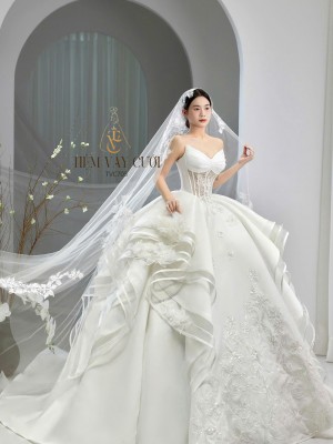 TVC705 Váy Cưới Làm Lễ, Đầm Cưới Đi Tiệc, Cúp Ngực, Tùng Thiết Kế