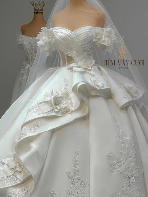 TVC734 Váy Cưới Làm Lễ, Đầm Cưới Đi Tiệc, Cúp Ngực, Tùng Bồng