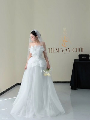TVC773 Váy Cưới Đi Bàn, Đầm Cưới Đi Bàn, Cúp Ngực, Dáng Xòe