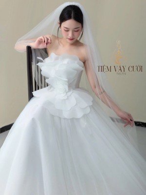 TVC773 Váy Cưới Đi Bàn, Đầm Cưới Đi Bàn, Cúp Ngực, Dáng Xòe