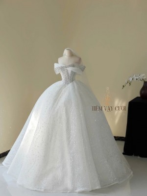 TVC776 Váy Cưới Đi Tiệc, Đầm Cưới Dáng Xuông, Cúp ngực, Đính ngọc
