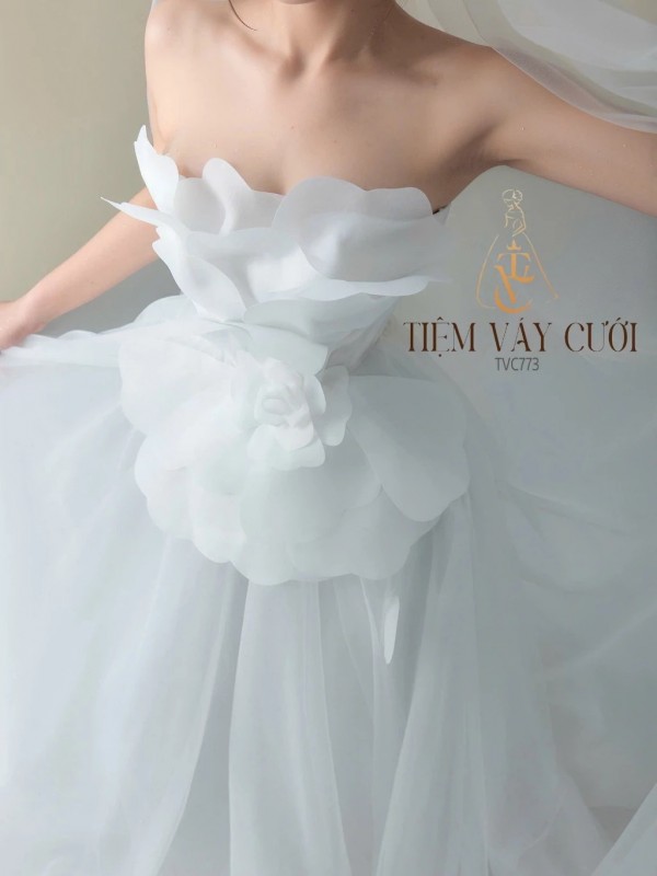 TVC773 Váy Cưới Đi Bàn, Đầm Cưới Đi Bàn, Cúp Ngực, Dáng Xòe