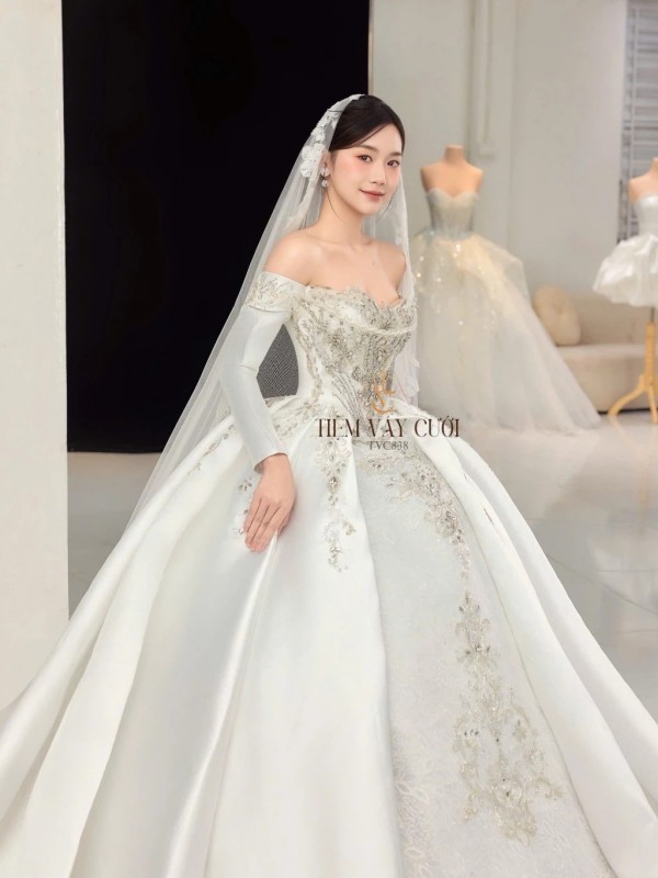 TVC838 Váy Cưới Làm Lễ, Đầm Cưới Đi Tiệc, Cúp Ngực