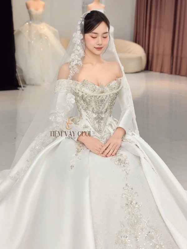TVC838 Váy Cưới Làm Lễ, Đầm Cưới Đi Tiệc, Cúp Ngực