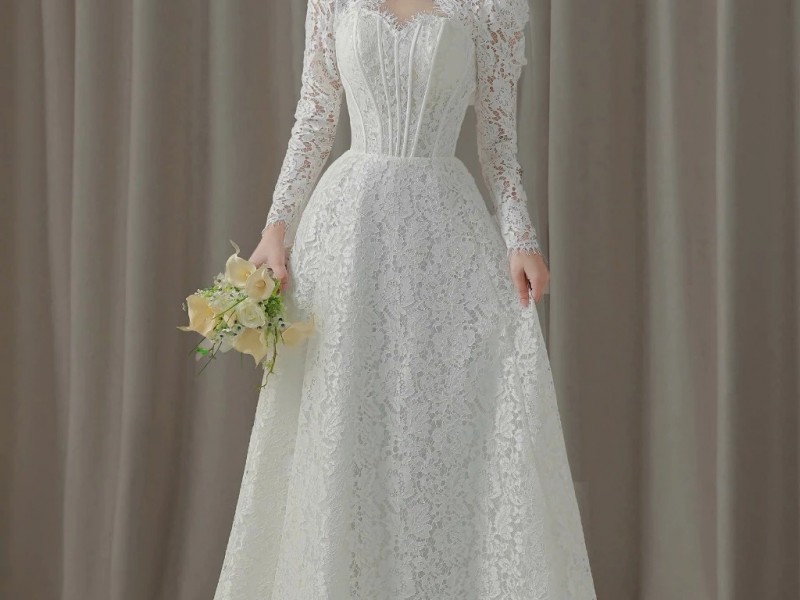 TVC790 Váy Cưới Đi Bàn, Đầm Cưới Đi Bàn, Dáng Xuông, 3 Mẫu Váy Cổ Điển